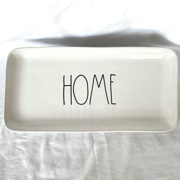 Rae Dunn HOME Serving Platter Rectangular Ceramic Decorative Tray Farmhouse - Picture 1 of 3